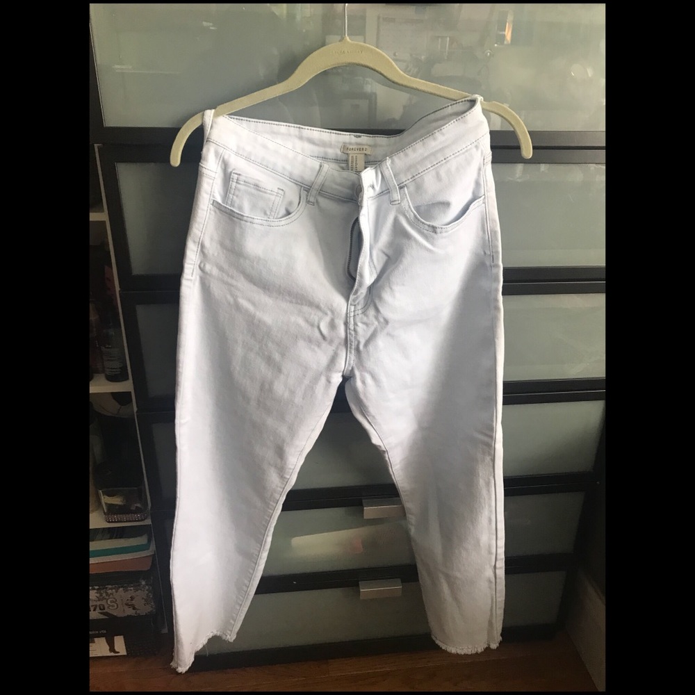 Ankle length light wash jeans